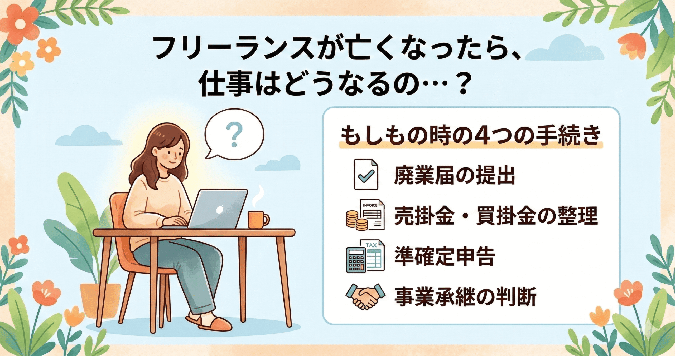 フリーランスが亡くなったら、仕事はどうなるの……？