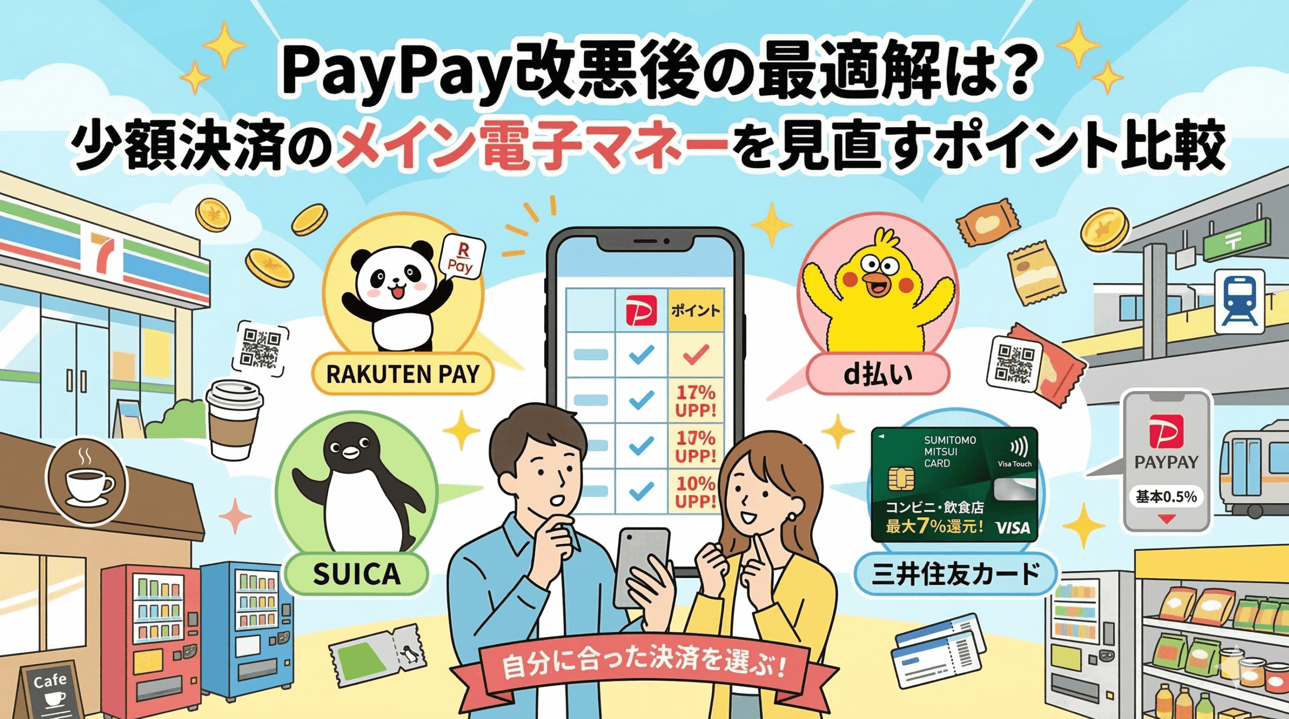 PayPay改悪後の最適解は？少額決済のメイン電子マネーを見直すポイント比較